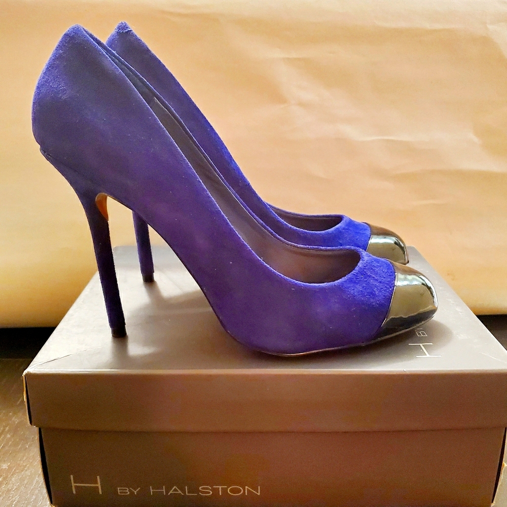 Halston Royal Blue Suede stiletto pumps